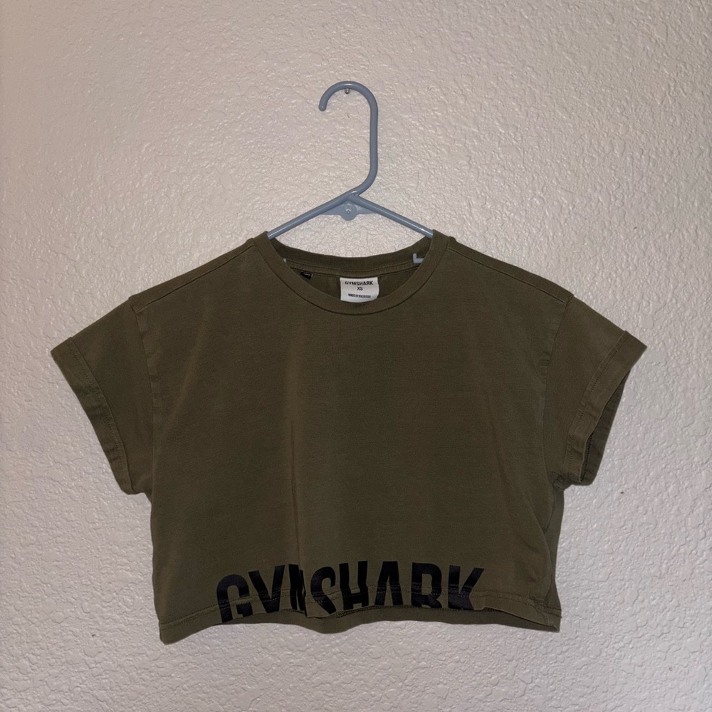 Gymshark Green Crop Top with Bold Print